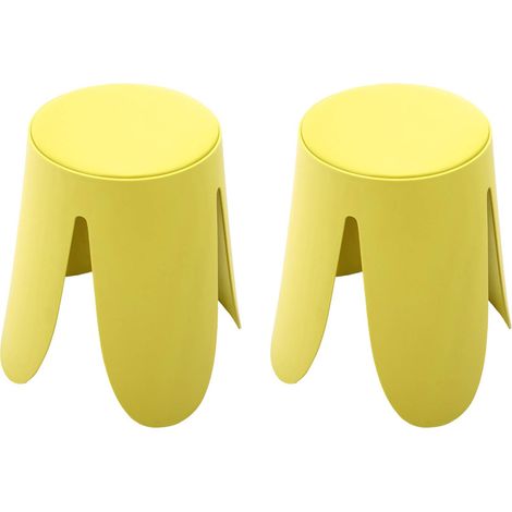 sweeek - 2er-Set stapelbare Hocker mit Kunstleder