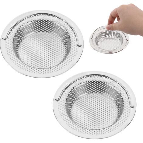 Pieza de colador de fregadero de acero inoxidable, diámetro exterior 11 cm x altura 2 cm, a prueba de obstrucciones, resistente al óxido, mango abatible (1/5)