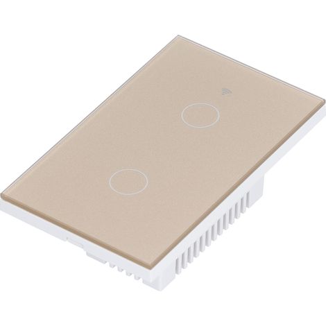 Für Zigbee Tuya Fernbedienungs-Lichtschalter mit Sprachsteuerung, 2-fach US-Wand-Touch-Schalter, AC 100–240 V, Gold (1/5)