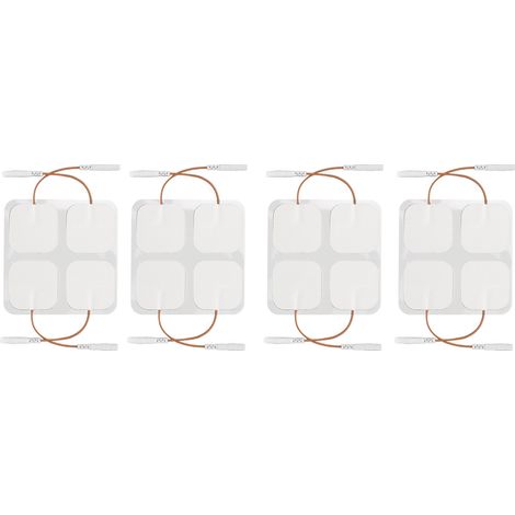 Lot de 16 électrodes carrées de rechange autocollantes et réutilisables pour appareil TENS, 2,5 mm (1,6 pouce) / 0,1 pouce (1/5)