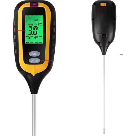 Testeur pH Sol Testeur pH sol 6 1 testeur fertilité humidité lumière soleil ambiante température moniteur détecteur analyseur jardin (1/5)
