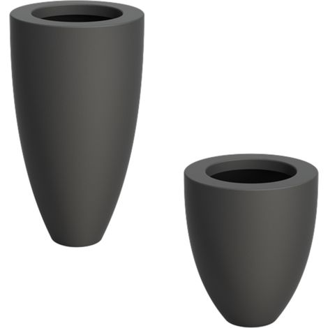 Adezz Canna Pflanzgefäß Fiberglas Pflanzkübel Blumenkübel Blumentopf schwarz