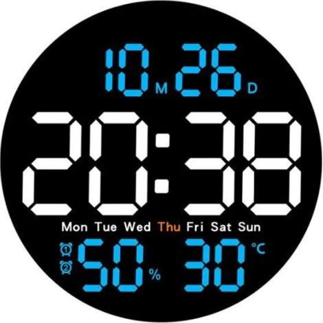Horloge Murale LED, Horloge numérique, Cadeau pour Horloge électronique, réveil, pour Chevet, Restaurant, Bleu Ciel (1/5)