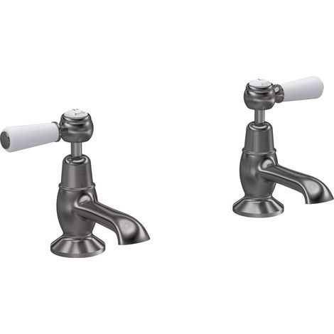 Hudson Reed Topaz Lever Basin Taps Pair - Brushed Pewter (1/2)