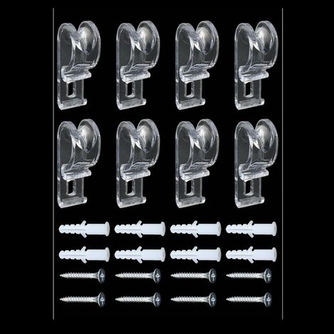8 Sets / Konkave Einloch-Positionierungshaken inklusive Schrauben und Gewindekleber zur Befestigung von Jalousien, Vorhängen und Raffrollos. (1/5)