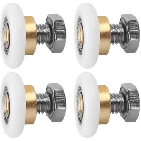 QORVA-Roulettes pour porte coulissante, lot de 4 roulettes de douche, rails de douche, roulettes pour porte de douche, roulettes coulissantes, roue de rechange pour porte (20 mm)