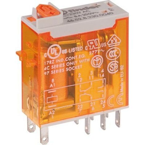 Relais miniatures industriels cosses AC 230 V Faston 2RT 8A - Série 46 - Finder (1/2)