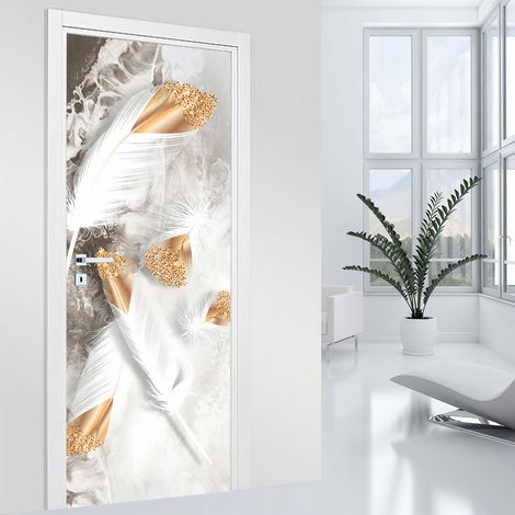 Stickers pour porte - Plumes - 73 x 205 cm - Adhésif MAT (1/2)
