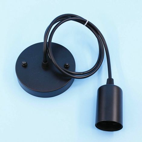 Suspension E27 avec anneau à vis, câble tissu réglable , suspension compatible avec abat-jour, douille idéale pour suspension de cuisine, noir,1.5m S'arêern (1/5)