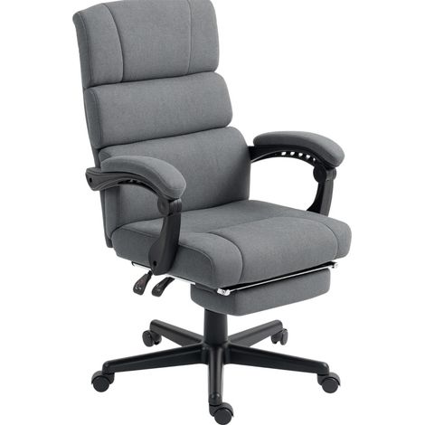 CHICFURN Sedia da ufficio 68,5 x 56 x 115 cm in metallo grigio, reclinabile e con ruote (1/5)
