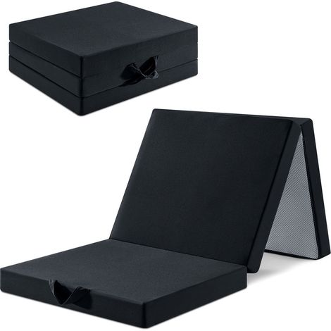 Colchón plegable 75x195x15 cm INRE - Espuma de poliuretano - Colchón futón plegable - Colchón para sofá cama - Colchón de viaje - Funda antideslizante y lavable (1/5)