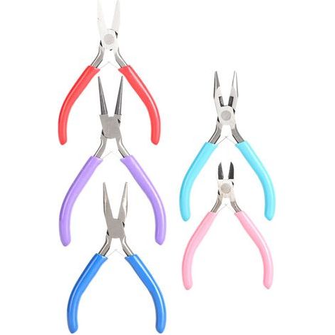 5 pièces Mini Pinces Bijoux Pince Plate Longue Sans Dents Serre-fils Coupe-fil Outil Main