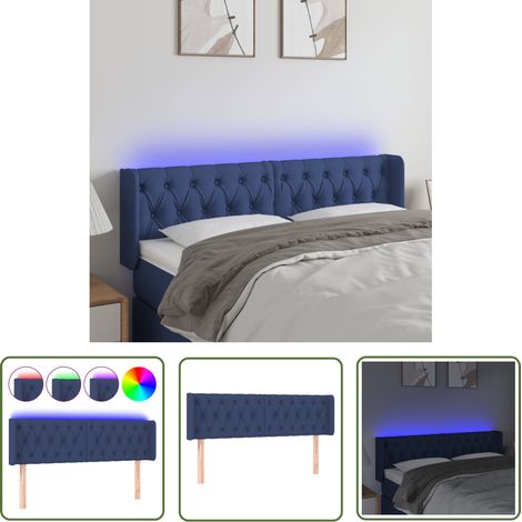 LED Kopfteil Blau 163x16x78/88 cm Stoff (1/5)