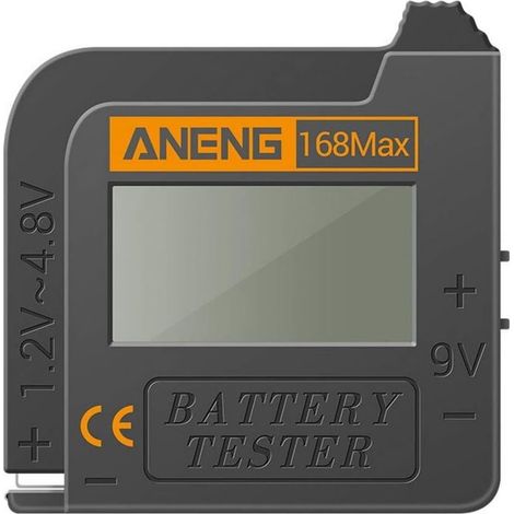 Universal Digital Batterietester Checker für alle C, AA, AAA, D, N, 9V 6F22 und 1,5V Batterien für Elektrogeräte (keine Batterie zum Betrieb erforderlich), schwarz, (1/4)
