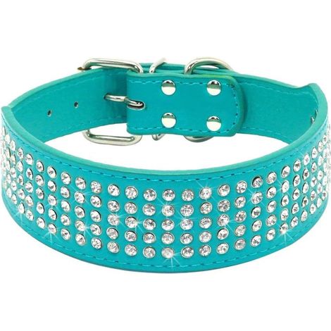 Collier de chien en cuir strass de luxe pour petits et moyens chiens (1/3)