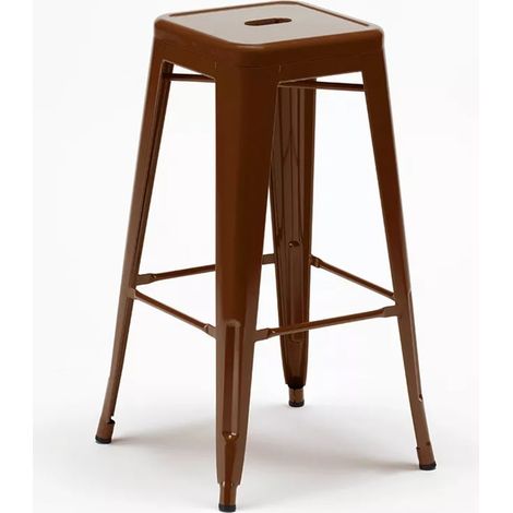 sgabello industrial acciaio metallo per bar cucina h76cm steel up - Marrone