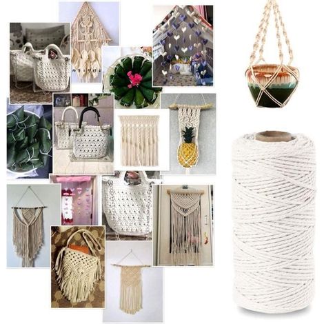 Fil macrame coton 3mm x 200m macrame corde cordon a macrame Corde en Coton,Pour Tissage Attrapeur de Rêves,Tentures Murales,Cadeaux (1/4)