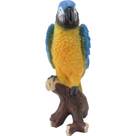 Statue de Perroquet en Résine Bleue - Figurine Animale Décorative pour Jardin Extérieur, Ornement de Pelouse Taille Moyenne (1/5)