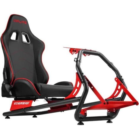 Châssis simulateur de conduite Oplite GT3 OP GTR ER Superfast – Noir et rouge – Conception ergonomique – Compatible avec volants et pédales