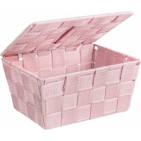 Wenko Cestino con coperchio Adria rosa, Polipropilene, 19 x 10 x 14 cm, Rosa