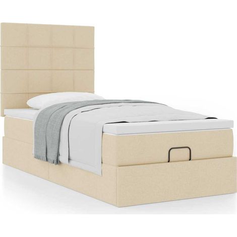 Ottoman-Bett mit Matratze Creme 100x200 cm Stoff (1/5)