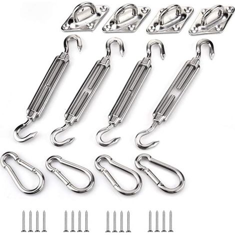 Kit de montage pour auvent en acier inoxydable - Pour auvents triangulaires et carrés (comprend 24 pièces) (1/5)