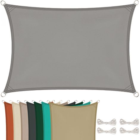 Voile d'ombrage rectangulaire pour terrasse, jardin, toile imperméable et résistant UV - 4 x 5 m - Gris - Linxor