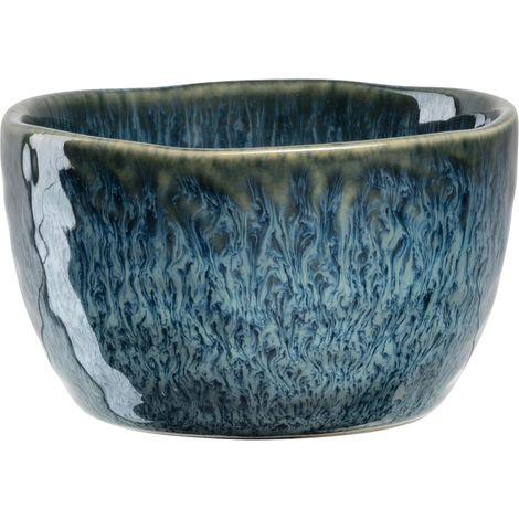 Lot de 12 bols en céramique - Diamètre 8,3 cm - Hauteur 5 cm - Contenance 150 ml - Passe au micro-ondes et au lave-vaisselle - Bleu (1/5)
