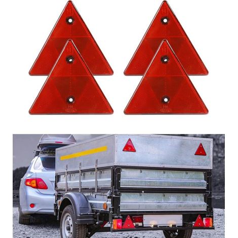 4PCS Catadioptre Remorque,Sicherheits Reflektor Anhänger,Triangle Remorque, Équipement de Remorque Réfléchissant,Atadioptre,Triangle Voiture,Convient aux Voitures,Tracteurs,Camions (1/5)