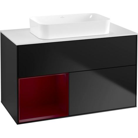 V&B Waschtischunterschrank Wandbeleuchtung Finion 100x60,3 cm, Reg li Peo, bla m lacquer (1/2)