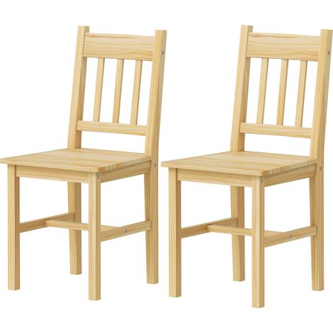 Lot manger bois dossier lattes large assise, bois naturel 2 chaises salle (1/5)