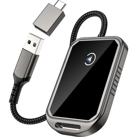 Adaptador CarPlay: adaptador inalámbrico 2 en 1 para CarPlay y Android Auto, WiFi de 5 GHz, Plug & Play, compatible con iOS 10+ y Android 11+ (1/5)