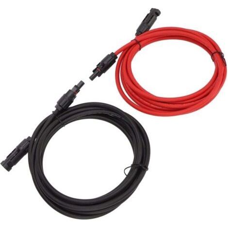 CâBle D'extension Solaire Grande Capacité de Charge Adaptateur de Fil de Panneau Solaire SûR 6mm² 1 Paire pour RV (4m) (1/5)