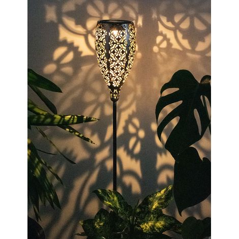 Solarlampe Gartenlampe Solar Terrasse Akku Solarleuchte für Außen, Metall Glas, Erdspieß, 1x LED warmweiß, DxH 11x90 cm