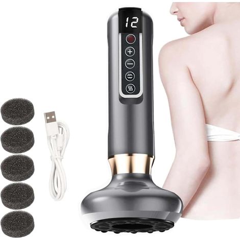 Appareil de massage anti-cellulite par ventouses, masseur corporel portatif réglable sur 12 niveaux, pour le ventre et les cuisses (gris)-AquaForge