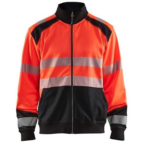 Sweat de travail zippé haute visibilité 3558 - Rouge fluo/Noir XS (1/2)