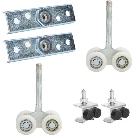 Un ensemble contient 2 roulettes pour porte en verre, un rail de guidage pour porte de douche, une roulette de suspension, des accessoires, diamètre 25 mm. (1/5)