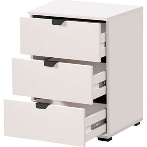 Comodino Talana, un Ripiano, 3 Cassetti, Apertura Scorrevole, 45x40x63h cm Bianco