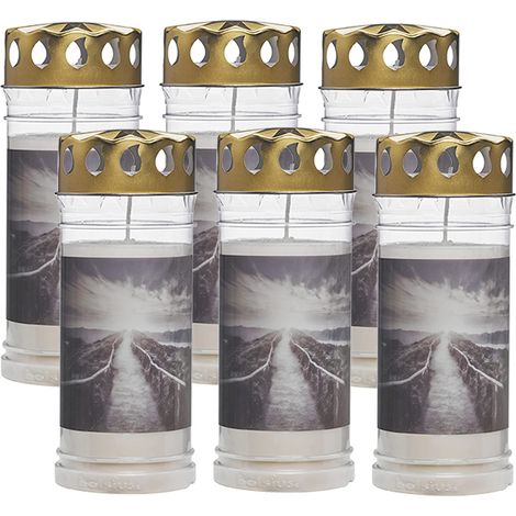 Bolsius Lumini funerali – Bianco – Set di 6 pezzi – Lunghezza durata 120 ore – Candela funebre & Memoriale – Con Motivo – Montagna – Non Profumata – Senza Olio di Palma – Nr. 5 (1/4)
