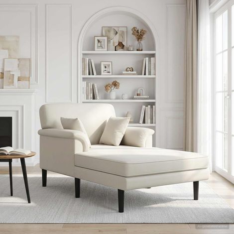 vidaXL Chaise longue Crème Velours (1/5)