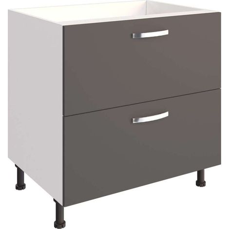 Mueble cocina con 2 gavetas en gris paris. 85 cm (alto) 80 cm(ancho) 58 cm(fondo)