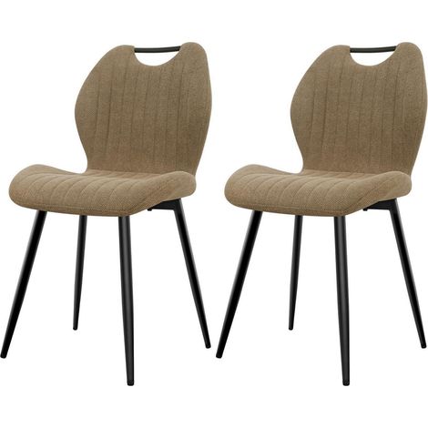 Esszimmerstühle 2er Set, Polsterstühle mit Stoff-Rückenlehne, skandinavischer Stil, Khaki (1/5)