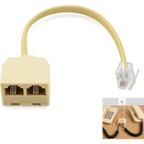 Adaptateur RJ11 avec câble,Répartiteur de téléphone RJ11,Double prise téléphonique RJ11 6P4C pour téléphone fixe et box (1/5)