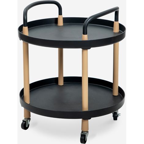 Carrello portavivande design nordico scandinavo rotondo con ruote Biky - Nero