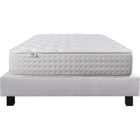 Ensemble Matelas Purlux, 26 cm, mousses haute densité, ferme, face été/hiver + sommier gris ep20cm, 90x190cm (1/5)