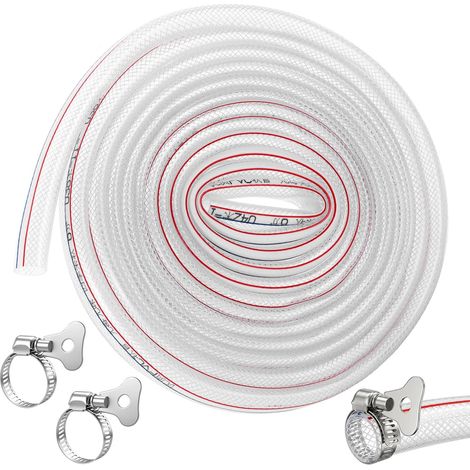 5m Ø16mm Tuyau en PVC Transparent avec Collier Métallique (1/5)