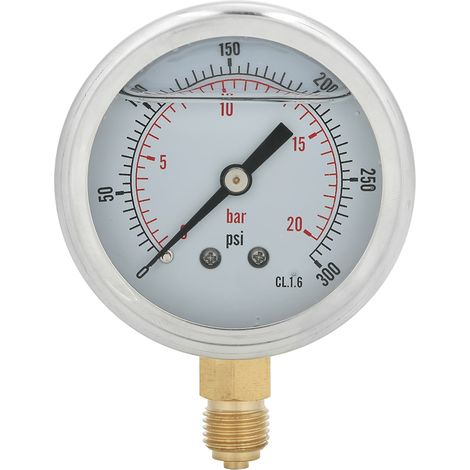 Manomètre à huile pour machines - TS PGG604, 20 bar, raccord 1/4BSP, cadran Y60 radial