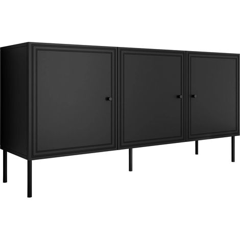 Aparador Monciru 100, Negro, 75x151cm, Número de puertas: 040cm, MDF, Aglomerado laminado