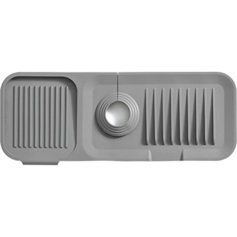 Tapis de robinet en silicone, protection d'évier sûre et sans odeur, accessoire pour la cuisine et la salle de bain, gris foncé (1/5)