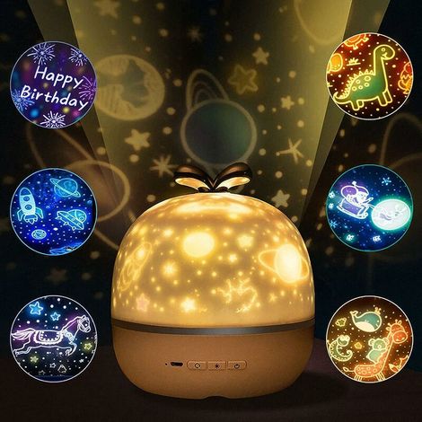 Baby Night Light Projector, Kids Night Light Projector Lamp with 360° Rotation, 6 Projection Movies, for Kids, Bedroom, Gifts, Birthday, Christmas, Easter or Halloween Parties (1/5)
